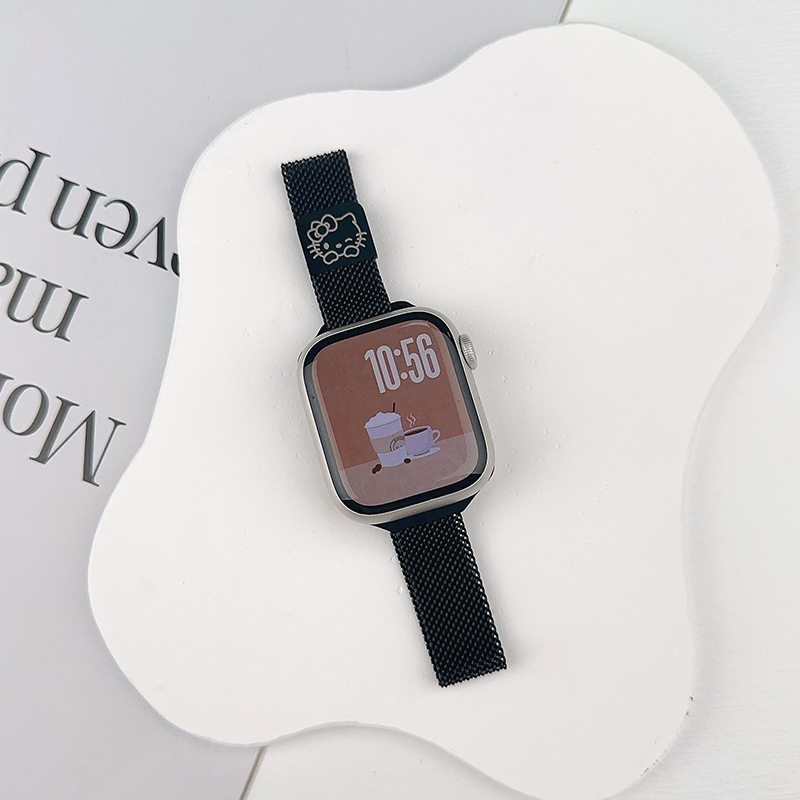 Suitable for Applewatch Apple Watch S10 Strap Milanese Kitty Metal Magnetic Strap Thin Women's