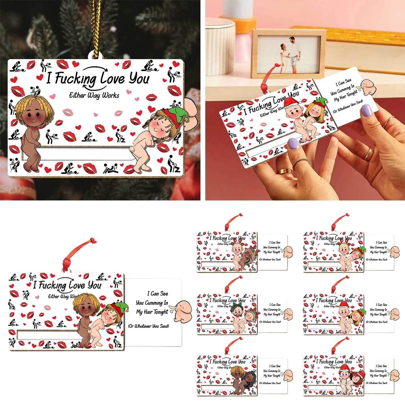 Трансграничный новый рождественский пародия мультфильм украшения рождественская елка подвеска подарок ко дню Святого Валентина деревянная ремесленная бирка