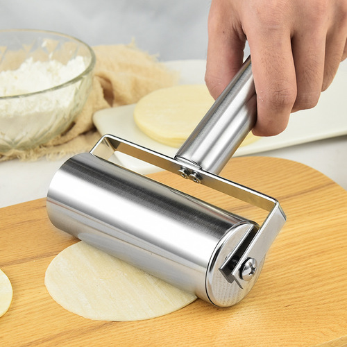 Stainless steel double-headed flour stick, multifunctional T-shaped rolling pin, non-stick dumpling wrapper rolling pin, baking pressing pin