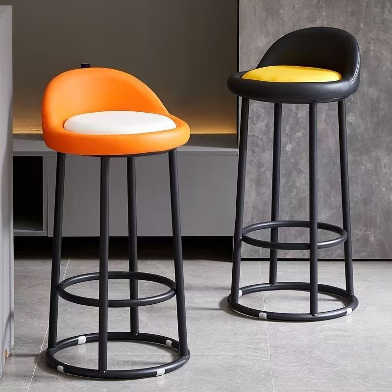 Bar Stool with Backrest for Home Use, Modern Minimalist Bar Stool, Beauty Salon Cashier High Stool, Round Bar Stool Chair