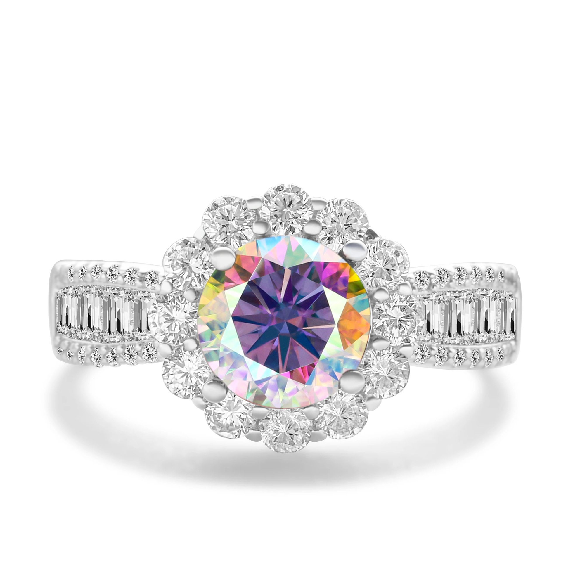 2CT anillo de piedra de mosaico de color de plata esterlina S925 cinturón de plata GRA certificado de mosaico de comercio electrónico transfronterizo anillo de venta caliente para mujeres