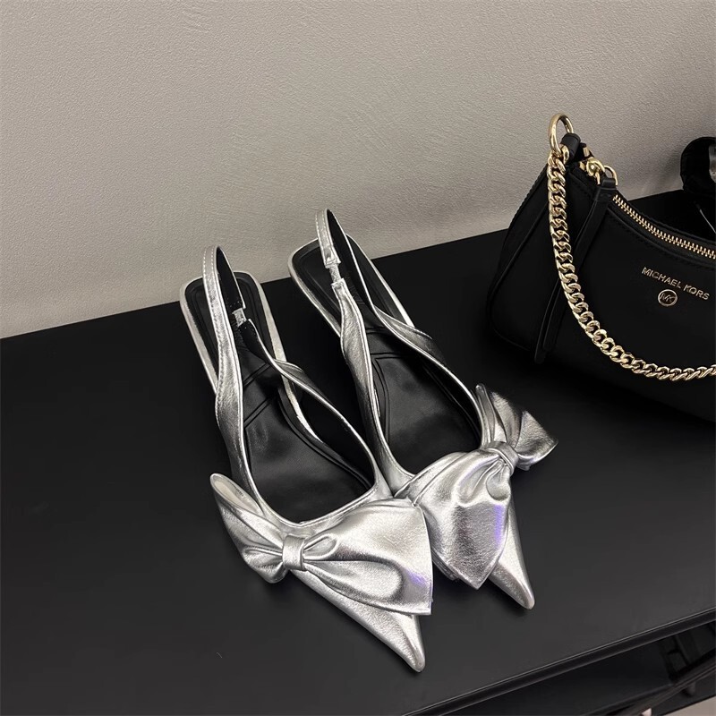 High-End Baotou Flats for Women 2025 Summer New Style Bow Super Fairy Elegant Ins French Small High Heels High-End Baotou Flats for Women 2025 Summer New Style Bow Super Fairy Elegant Ins French Small High Heels