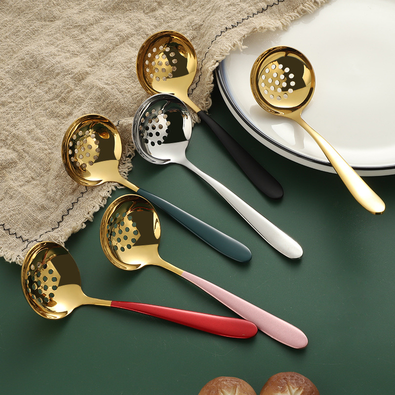 Cuchara de sopa de acero inoxidable 304 vajilla doméstica cuchara de sopa mango largo cuchara redonda profunda cuchara de sopa 304 cuchara colador cuchara