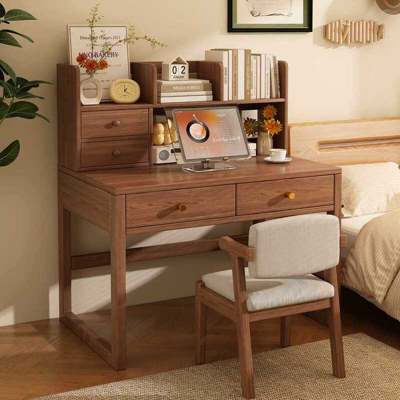 Computer Desk, Solid Wood Desk, Home Study Desk, Office Desk, Integrated Small Apartment Bedroom Workbench, Simple Storage Rack Computer Desk, Solid Wood Desk, Home Study Desk, Office Desk, Integrated Small Apartment Bedroom Workbench, Simple Storage Rack