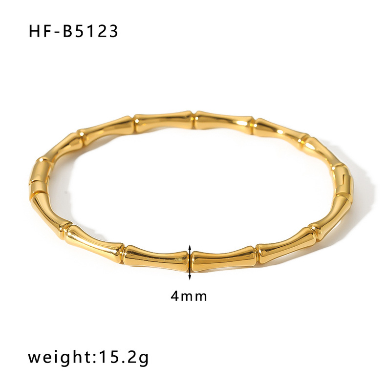 Basic Retro Leaf Solid Color Knot Stainless Steel 18K Gold Plated Bangle In Bulk display picture 2