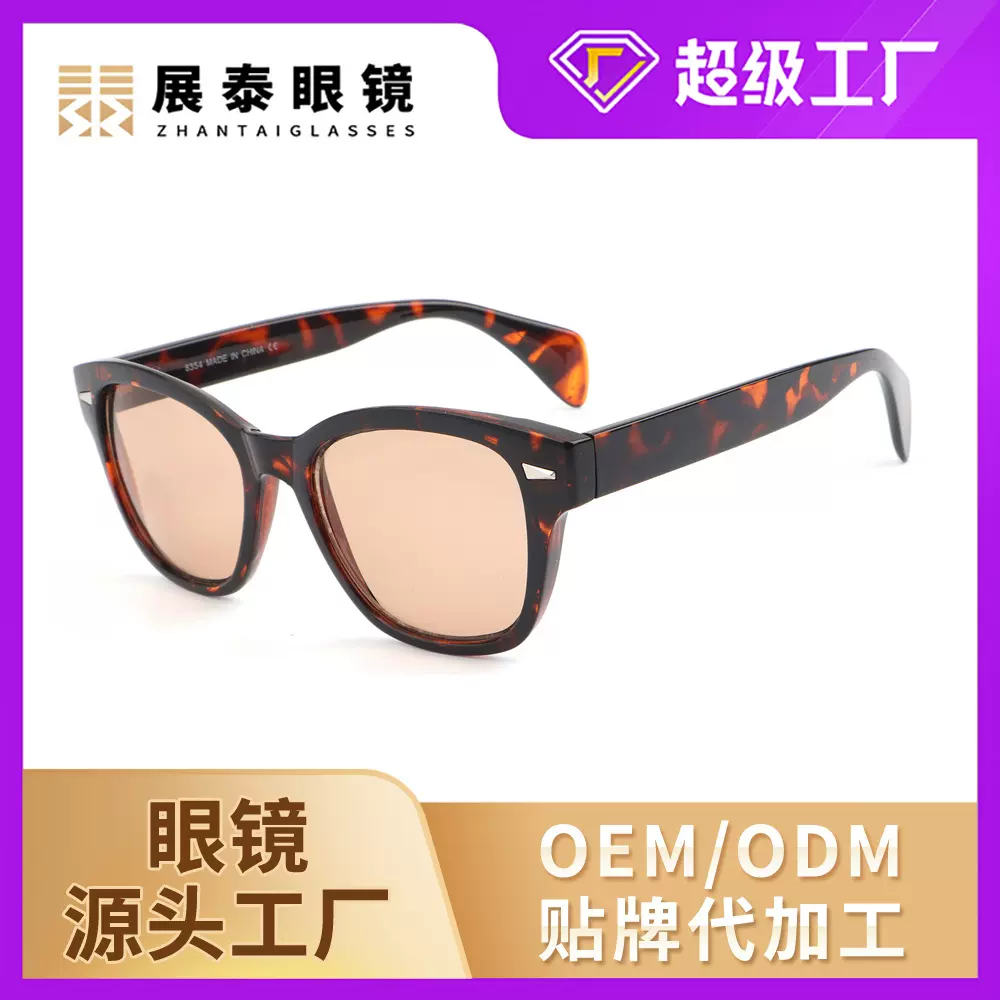 跨境墨镜新款豹纹男生开车显瘦驾驶防紫外线高级半框太阳镜工厂