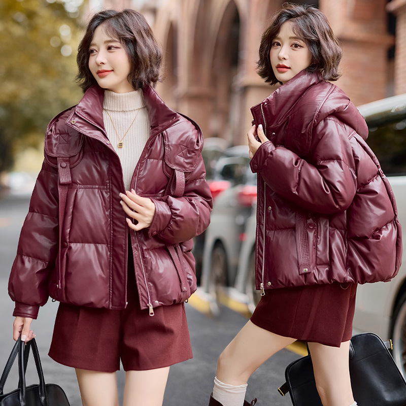 2025冬装女装新款时尚休闲皮加厚羽绒服新标90白鸭绒皮羽绒服