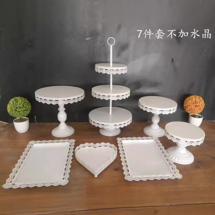 Decoración de la mesa de postres de boda con cristal estante de postres europeo estante de pastel estante de hierro forjado multicapa