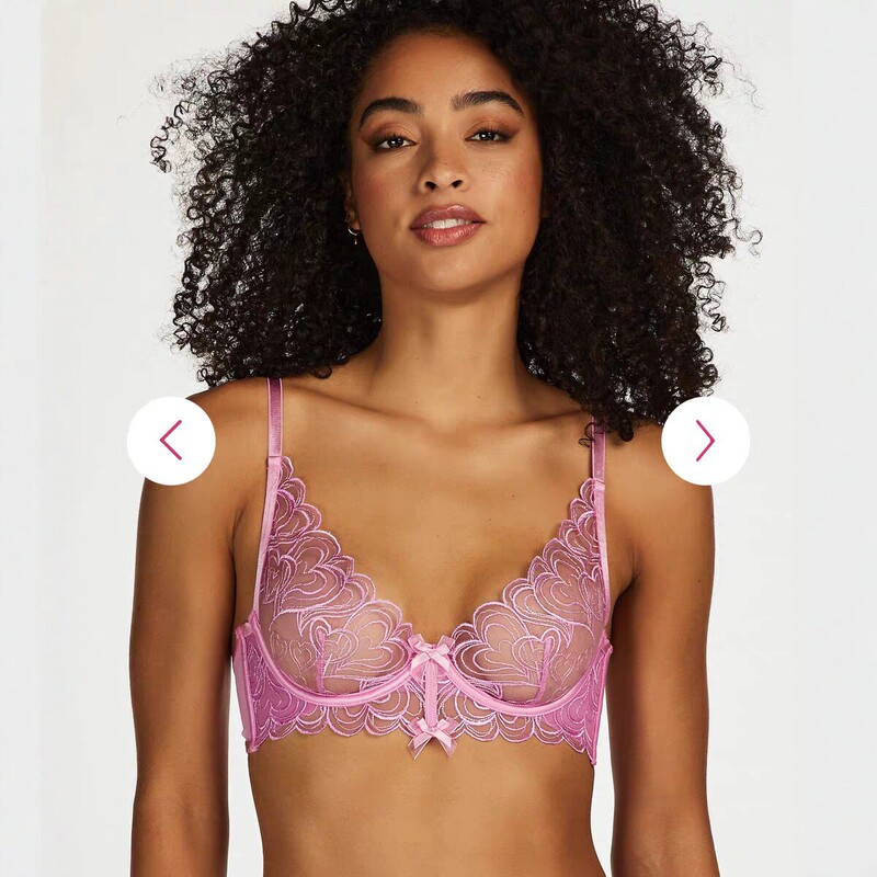 Dutch Hunkemoller Embroidered Lace Hollow-Out Push-Up Bra with Soft Support and Side Breast Collection, Comfortable Underwear