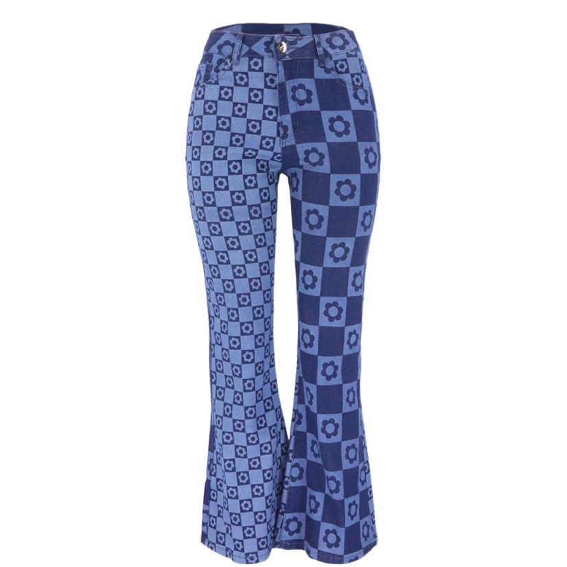 Pantalones Largos de Mezclilla Anchos y Ajustados con Estampado Bicolor Lavado para Mujer, Moda Europea y Americana, Otoño 2026