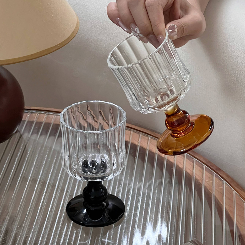 인스타일 고급 중세 유리 키 큰 컵 레드 와인 샴페인 컵 분위기 있는 음주 컵 와인 컵