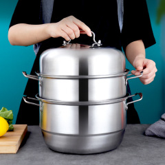 Steamer stainless steel three-layer large capacity 304 double-layer household thickened soup steamer 28C gift pot manufacturer wholesale