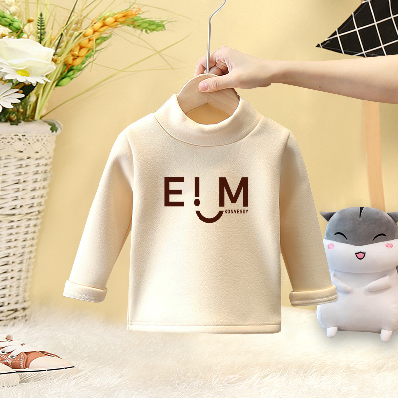 Otoño e invierno niños y niñas top de una pieza 3-9 años de edad media turtleneck bebé niños de terciopelo ropa interior térmica bottoming ropa infantil image 3