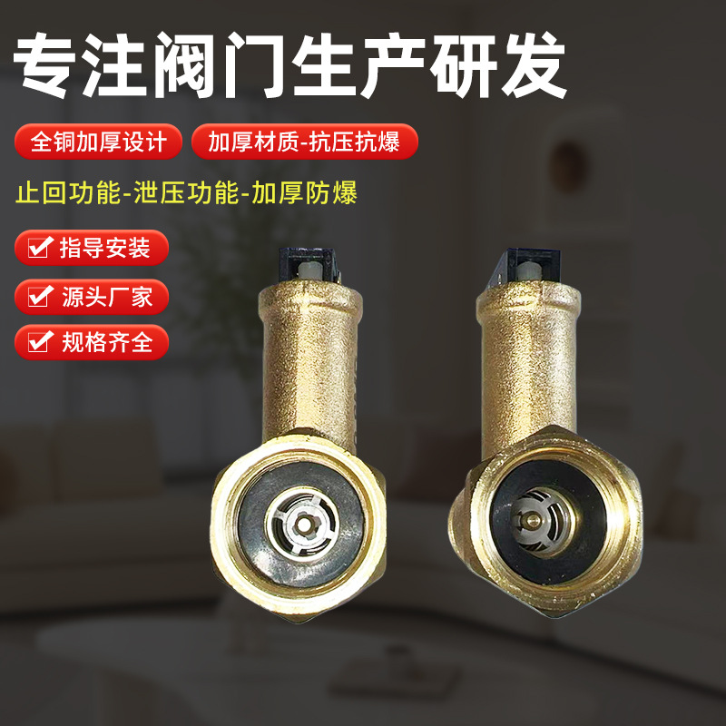 热水器泄压阀黄铜通用单向止回阀100克铜芯胶垫密码款减压阀