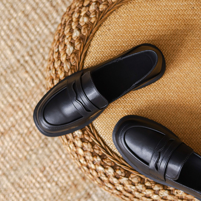 Women's Loafers 2026 Spring And Autumn New Flat Mary Jane British Style Small Leather French Black Casual Fashion Shoes_voghion.com