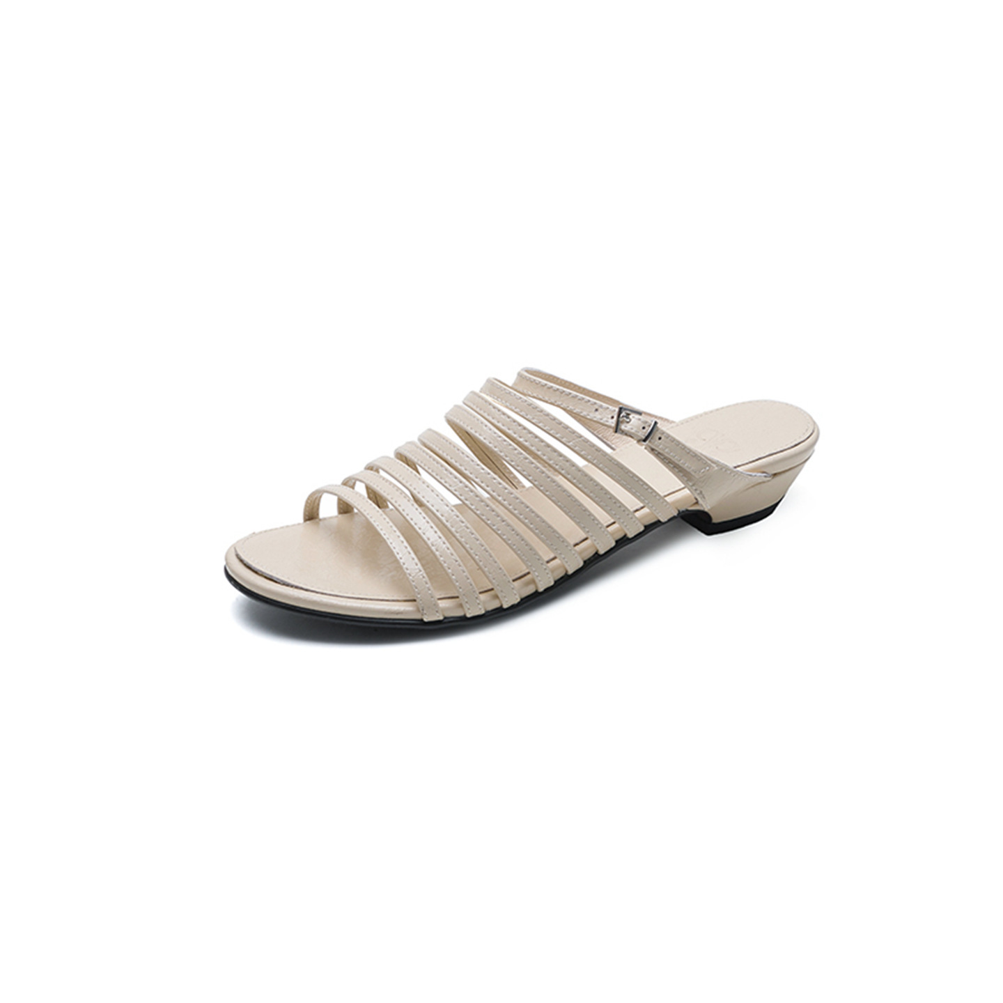 Dép sandal nữ quai chữ V đế bệt dây da bò phong cách La Mã — màu nâu chi tiết 27