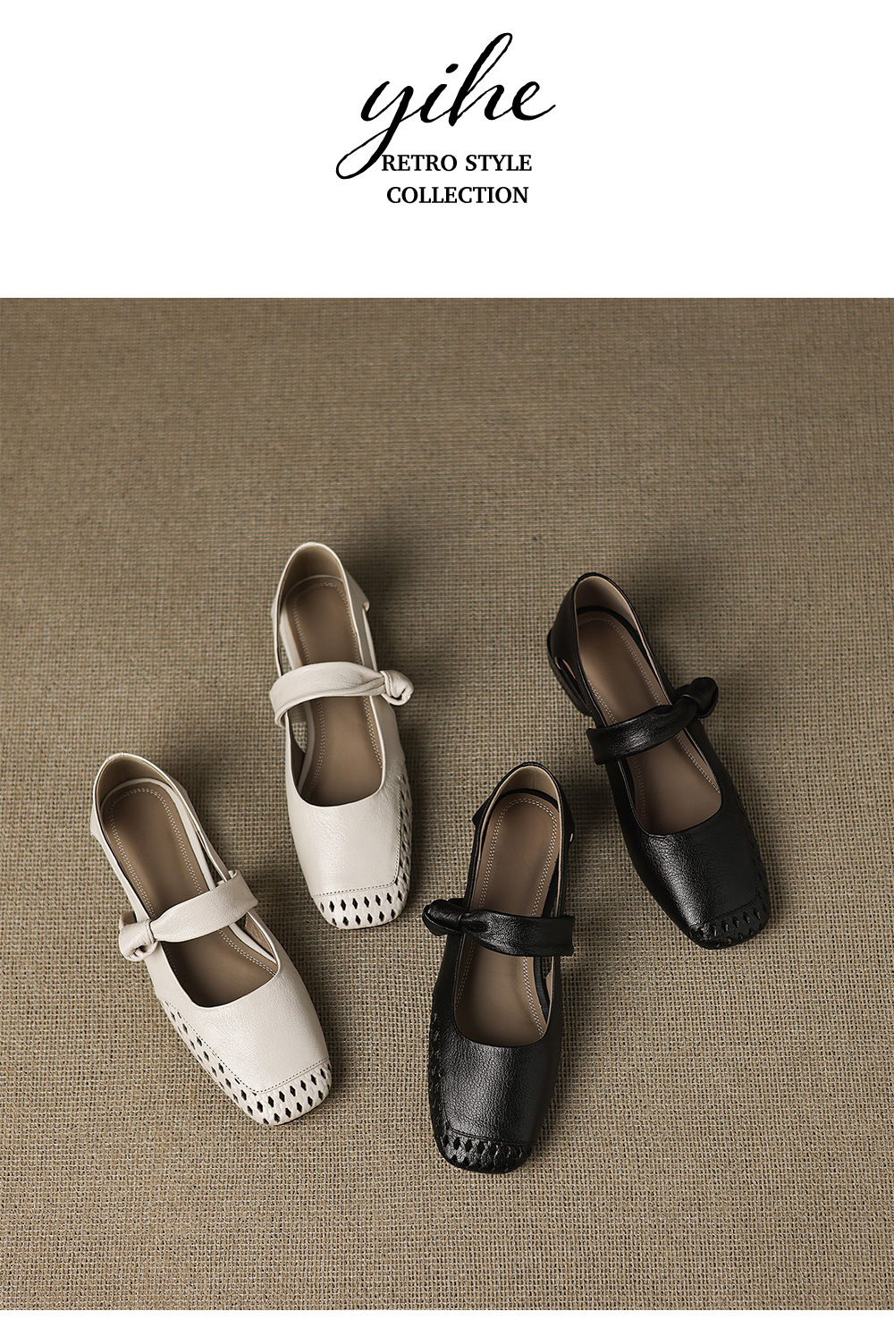Sandal nữ mũi nhọn da dê đục lỗ gót thấp 2 cm, miệng nông hở mũi — đen chi tiết 14