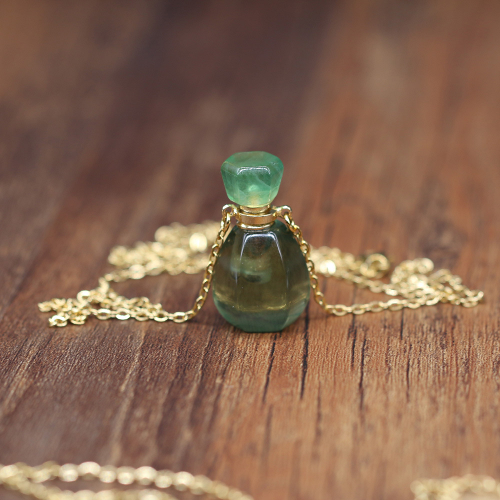 18g Weight Pendant Necklace Classification cable chain Chain Type 1 Piece Quantity Daily Occasion natural stone Material Perfume Bottle Pattern All Seasons Season Unisex Gender Classic Style Style Classic Style Perfume Bottle Natural Stone Cable Chain Pendant Necklace In Bulk 1