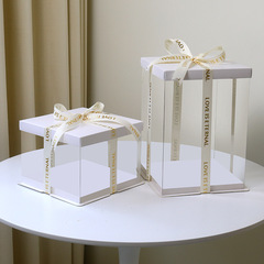 White transparent cake box white card birthday cake packaging box baked food packaging box factory foreign trade PET food