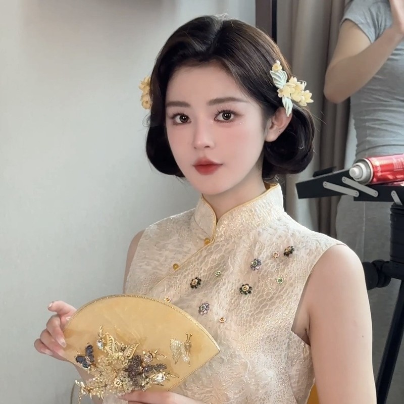 新しい森スタイルの花嫁のウェディングドレス、花の花輪、レトロなヘッドバンド、新しい中国風のチャイナドレス、スーパーフェアリーハンドメイドアクセサリー|undefined