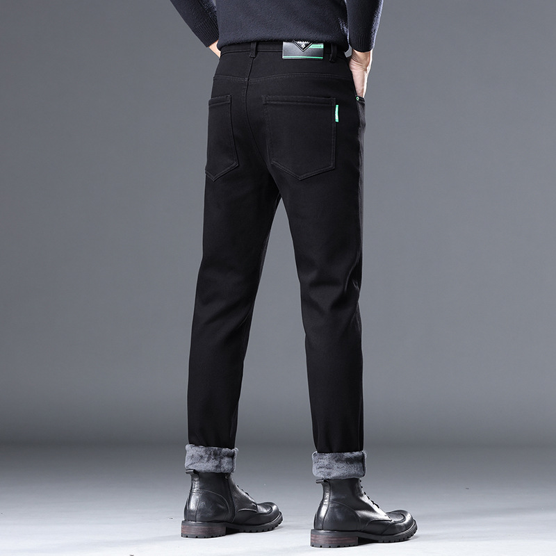 Guangzhou Xintang Pantalones vaqueros de los hombres de otoño e invierno nuevos Pantalones rectos regulares de los hombres jóvenes simples pantalones a juego