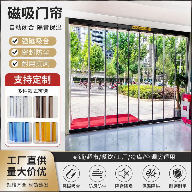 Magnetic Transparent Pvc Soft Door Curtain, Mosquito-Proof, Suitable for All Seasons, Air-Conditioning Wind Blocker, Commercial Partition Curtain, Household Dustproof and Heat-Insulating