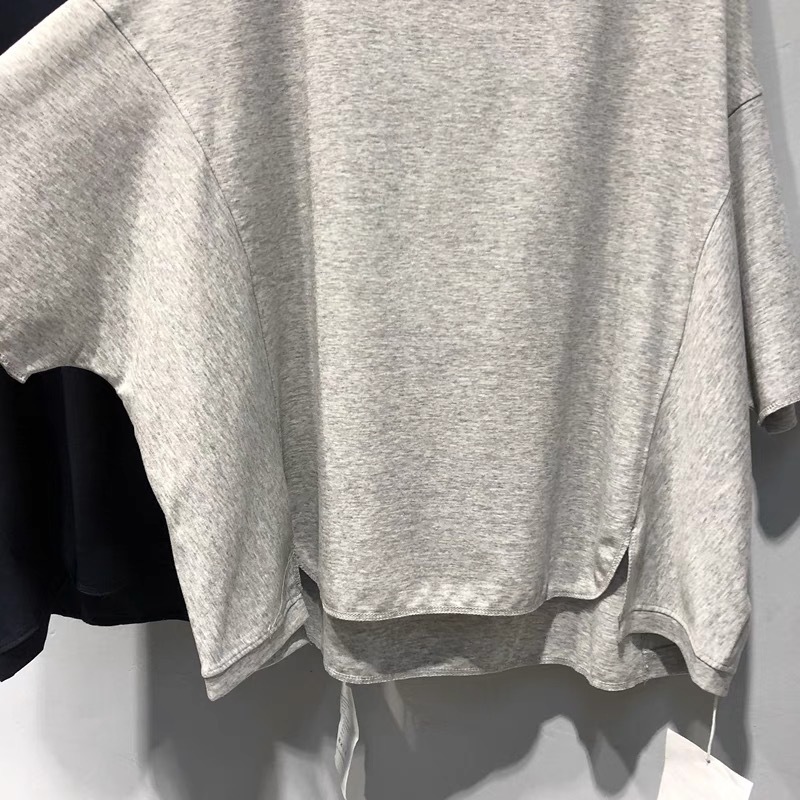 120kg 韓国東大門 2025 新しい夏無地フロントショートバックロングバットスリーブピュアコットン Tシャツ女性のトップ服|undefined