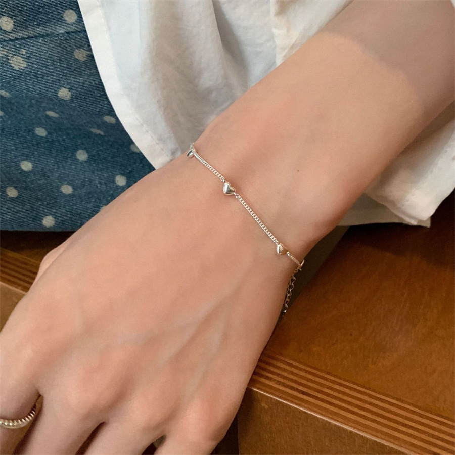 韓版純銀愛心手鍊女2024新款氣質簡約輕奢小眾精緻高級感百搭手飾