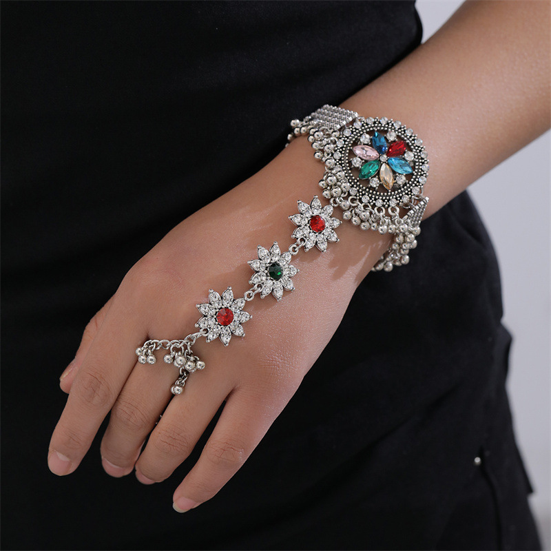 Vintage Ethno Ringarmband Aus Metall Mit Perlen Und Kristallen_voghion.com
