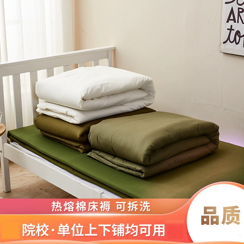 Матрас военный, зеленый, с наполнителем из белого термоклеевого хлопка, для общежитий, для студентов, для военной подготовки, стандартный белый матрас