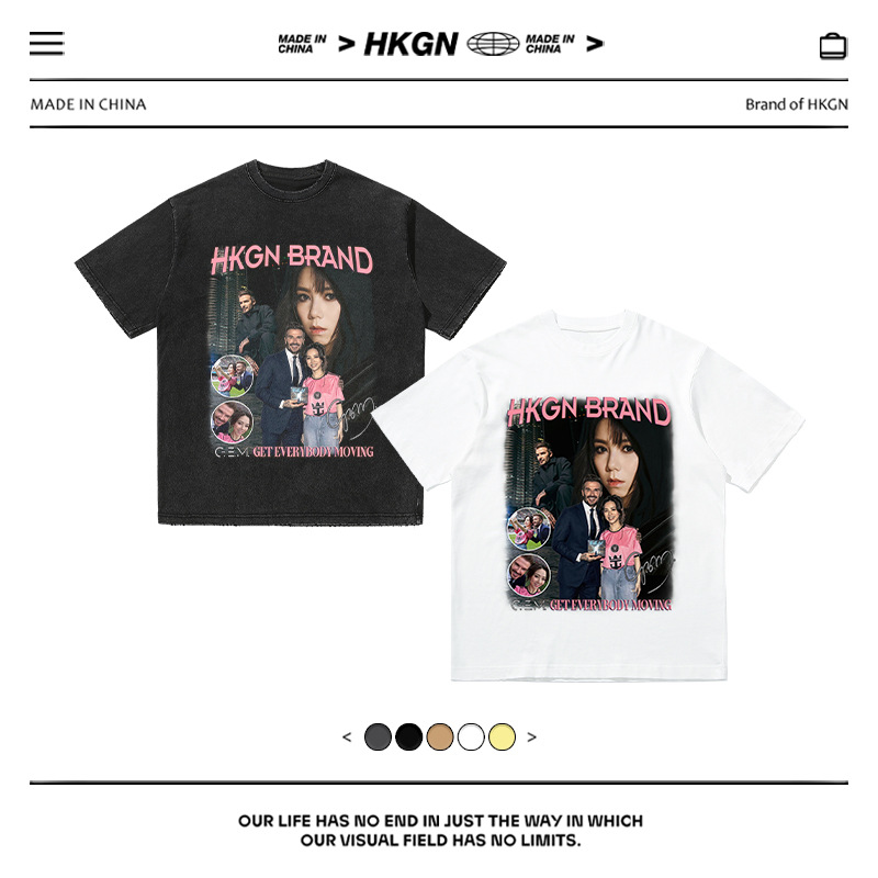 Deng Ziqi Beckham impresa camiseta de manga corta de cuello redondo suelta estrella de moda de fútbol