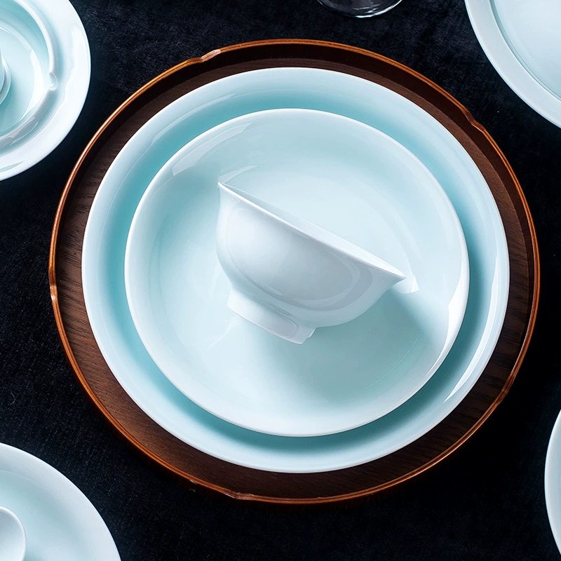 Декоративный набор посуды Jingdezhen, посуда при высоких температурах подглазурной роспи, белая фарфоровая сервировка сельдя дом, китайский стиль, подарок на новоселье