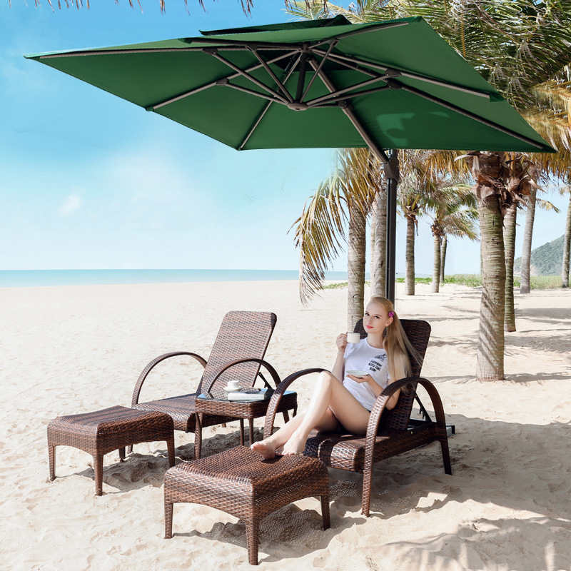 Al Aire Libre acostado cama de ocio balcón al aire libre patio piscina ratán reclinable interior Hotel piscina área de descanso reclinable