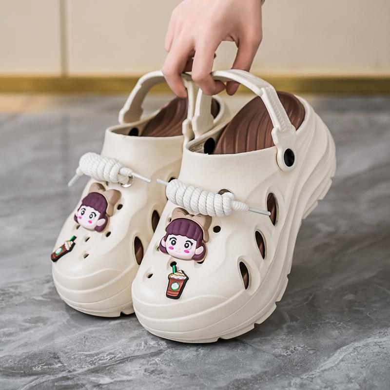 Women's Summer Outdoor Clogs with Thick Soles, Height-Increasing Sandals, Soft-Soled Beach Clogs with a Stepping-On-Clouds Feel