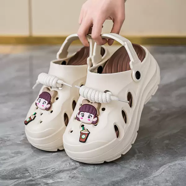 Women's Summer Outdoor Clogs with Thick Soles, Height-Increasing Sandals, Soft-Soled Beach Clogs with a Stepping-On-Clouds Feel