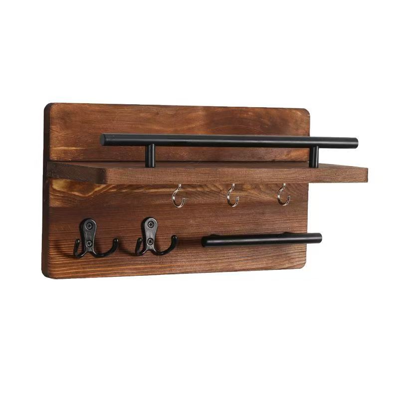 Estante de pared del baño, entrada a la puerta, gancho para ropa, bolsa trasera de la puerta, soporte de almacenamiento para ropa y sombreros, soporte para correo de sobres de pared