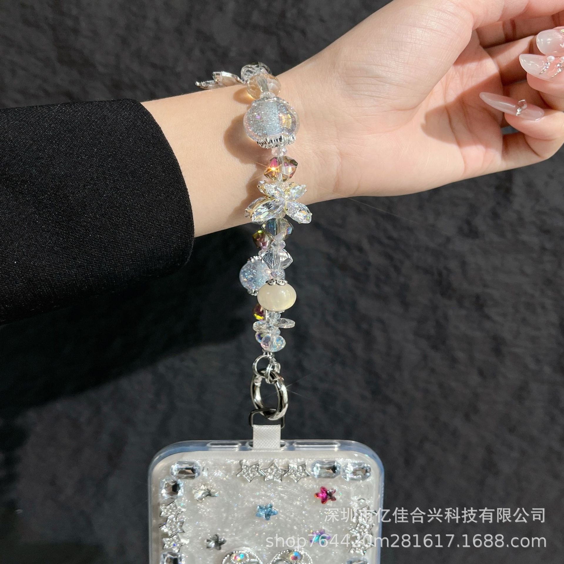 Colgante cola de pez Heidi perla cadena del teléfono móvil DIY hecho a mano muñeca colgante bolsa de cadena colgante de cristal caja del teléfono cordón