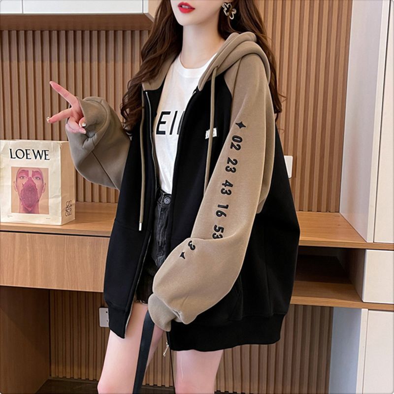 Casual All-match Hooded Sweatshirt Women's Lazy Style Loose New Chic...
