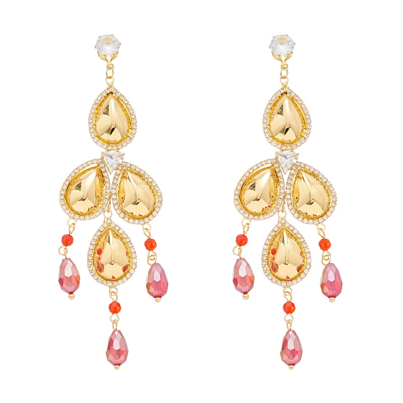 Glass silver needle with tassels, earrings, french style, European style, light luxury style, bright catchy style