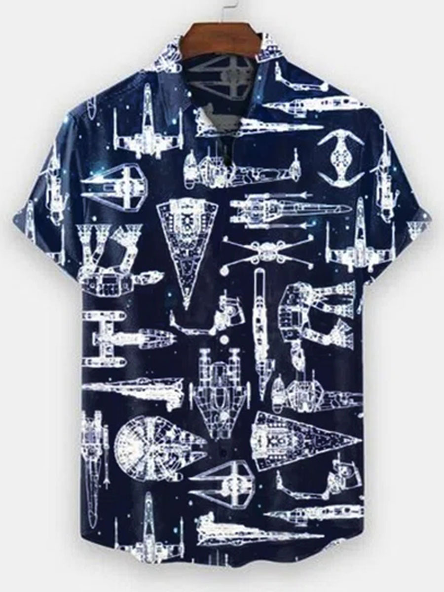 2023 nuevos hombres Hawaii europeo y americano ropa de los hombres impresión 3D del comercio exterior los hombres manga corta floja delgada camisa casual