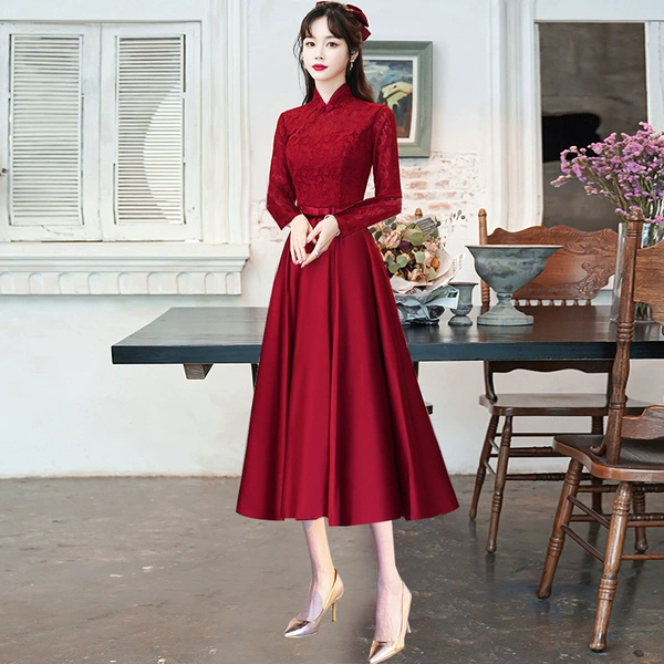 Burgundy colored long long-sleeve
