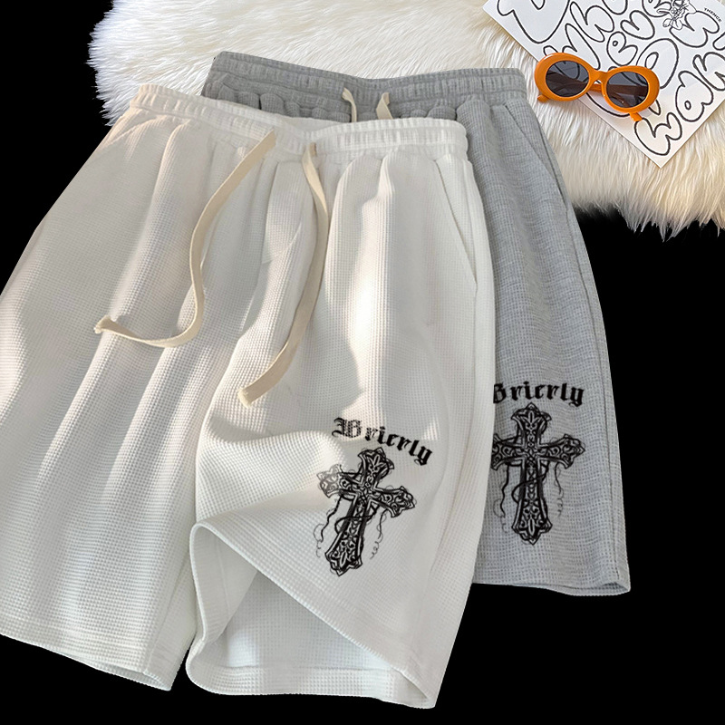 Venta directa de fábrica verano waffle casual shorts hombres verano suelto deportes pantalones hombres Moda pantalones cortos