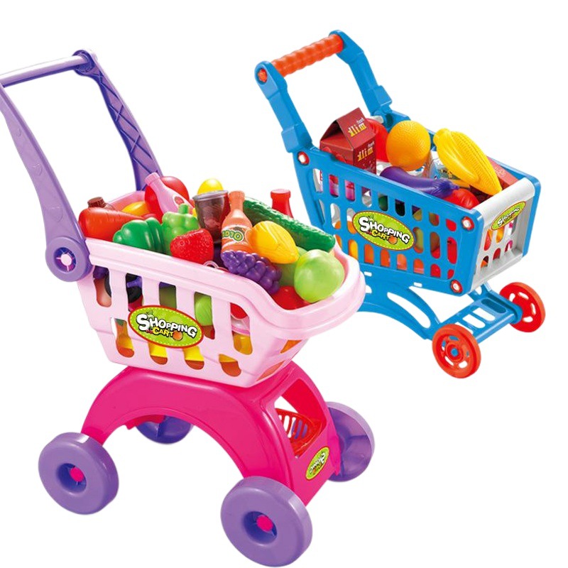 Carrito de compras para niños jugar juguete simulación bebé carro corte fruta (grandes, medianos y pequeños coches pueden ser seleccionados)