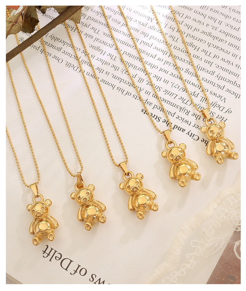 texture long bear smooth sweater chain titanium steel necklace