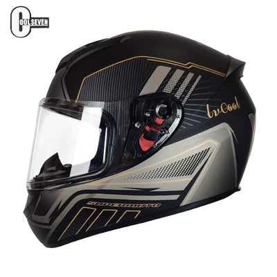 Motorcycle helmet 3C certification winter, Motosiklet kaskı (dəbilqə) - black-golden-with-lens-m
