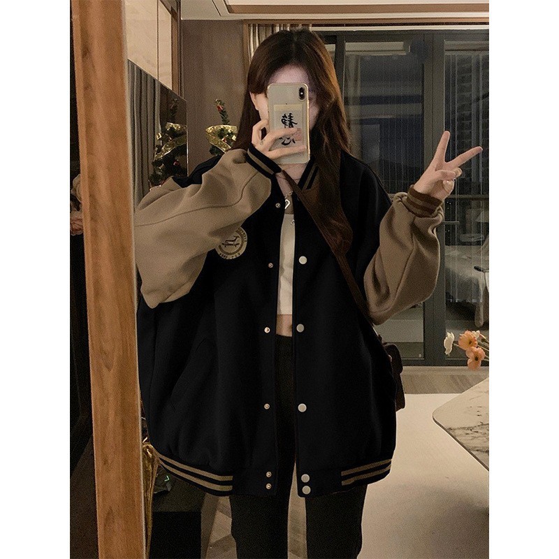 美式ins潮棒球服外套少女春秋装2026新款vintage学生宽松外套夹克