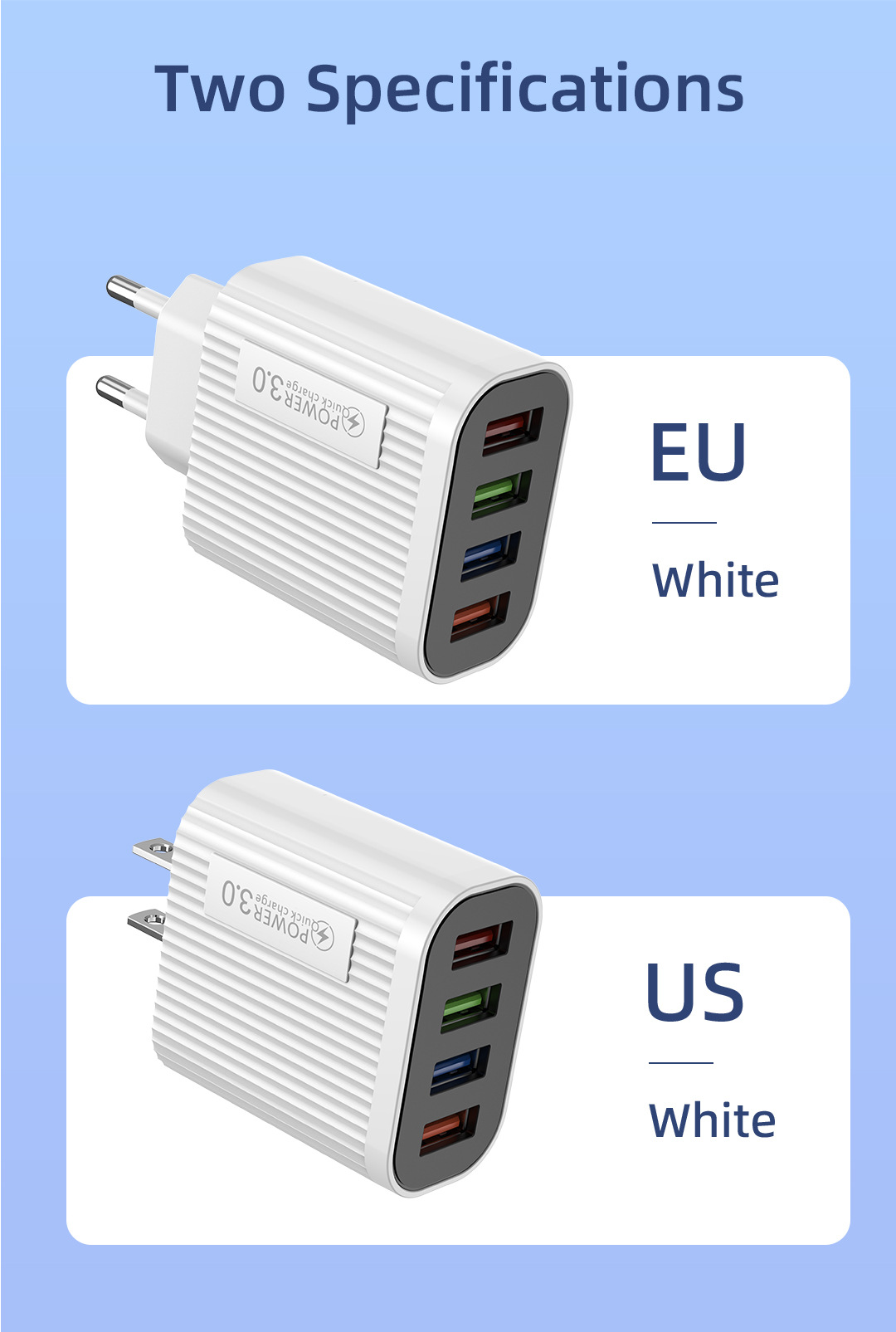 4USB Multiport 5V2.4A Mobilt hurtigopladningshoved Standard rejseoplader_voghion.com