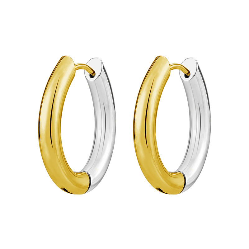 Ebay transfronteriza Venta caliente pendientes de acero de titanio Luz de lujo nicho de alto grado electrochapado temperamento gradiente pendientes femeninos europeos y americanos hebilla del oído