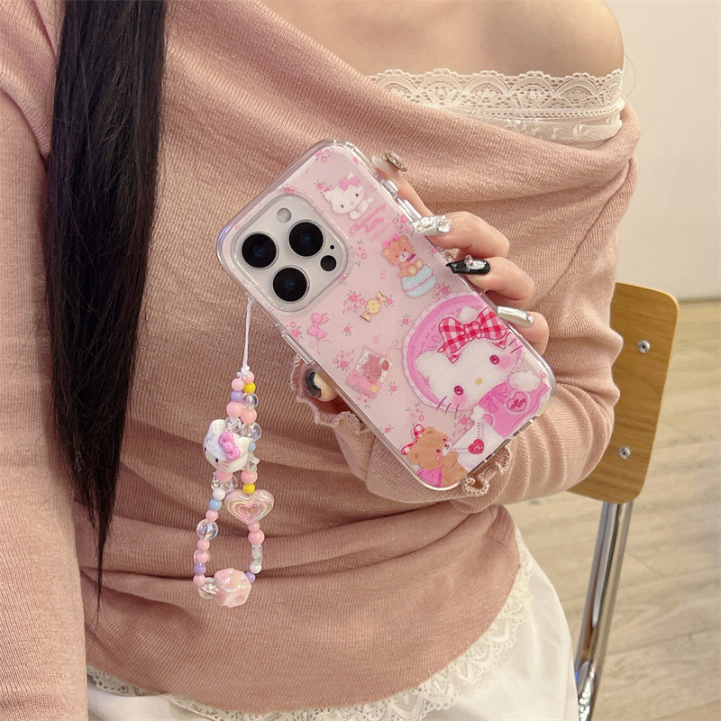 Girl ins brillo oso kt para Apple 15ProMax/16 pulsera iPhone 13 funda para teléfono móvil 14 nuevo
