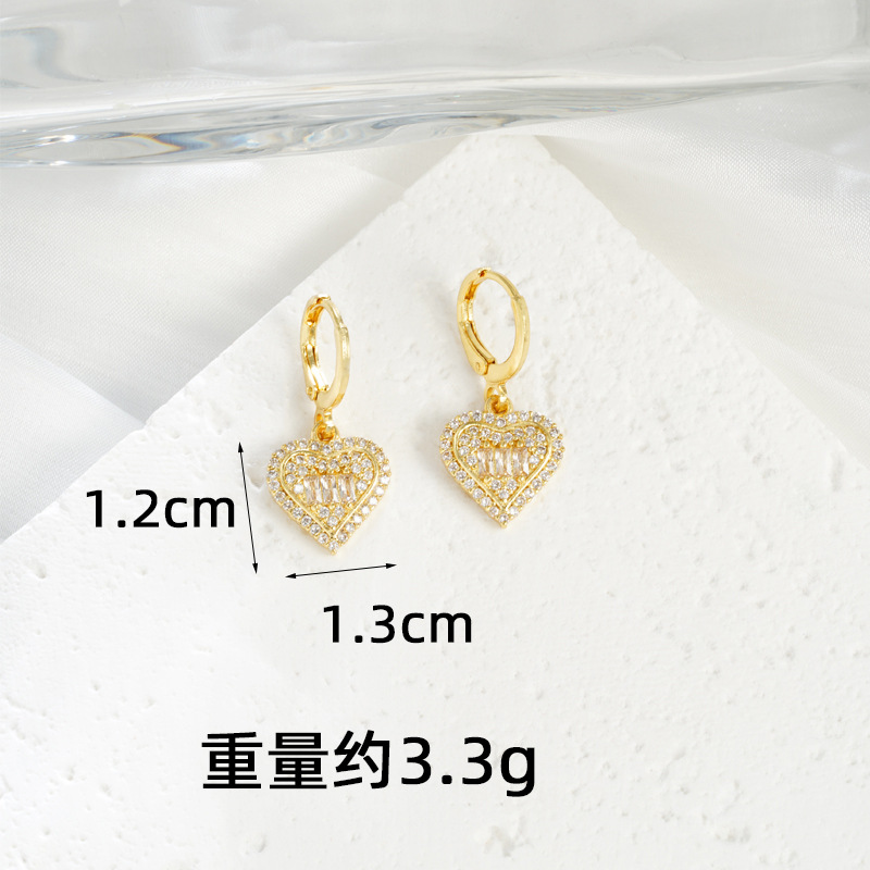 Transfronterizos collar de oro de arena de lujo ligero aretes de diamantes en forma de corazón para mujeres de alta calidad no se desvanecen joyas al por mayor